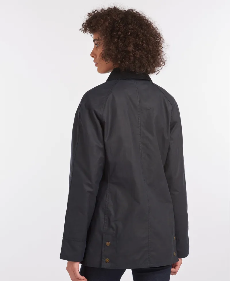 Barbour Ladies Aintree Wax Jacket Royal Navy/Pink Olive Tartan-3